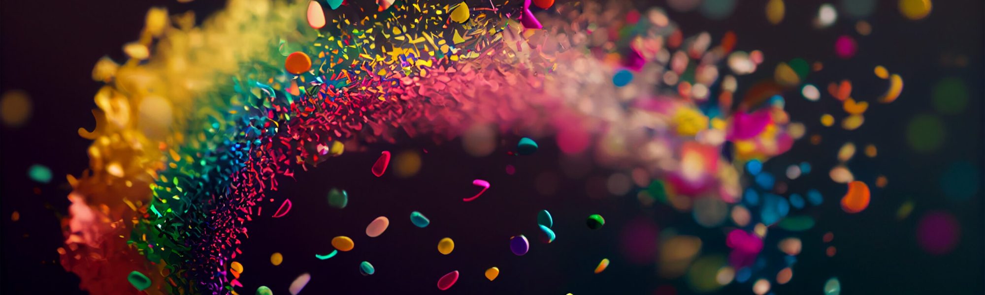 Abstract multi colored confetti falling at festive celebration ,generative artificial intelligence