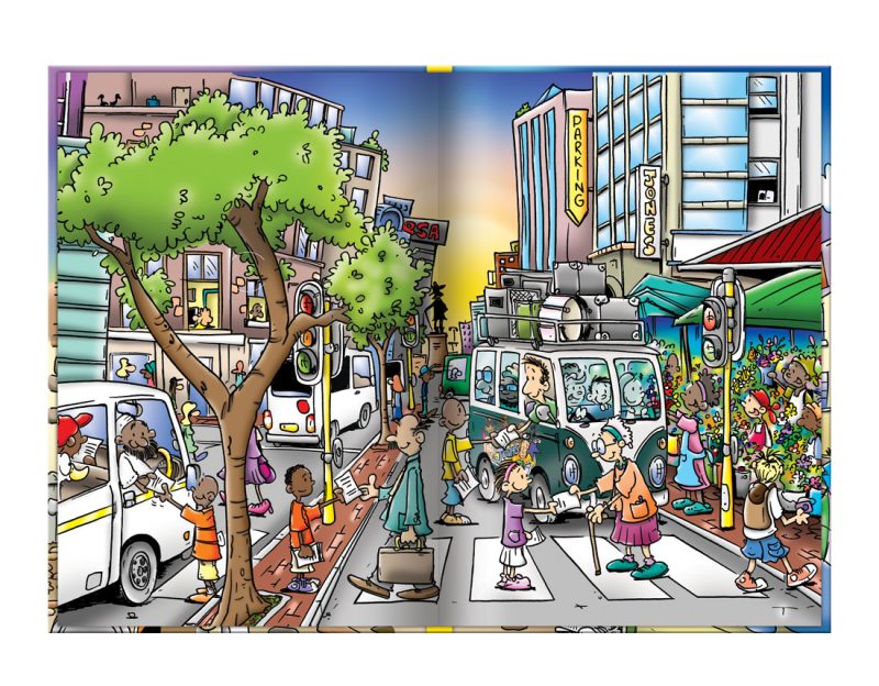 children's illustration story book about a group of kids visiting the castle in cape town