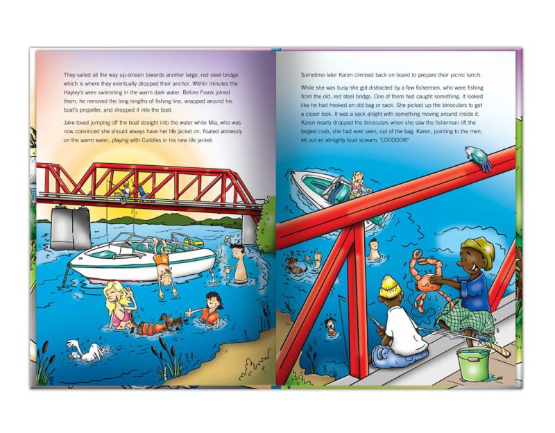 children's illustration story book about a family boating trip in Knysna