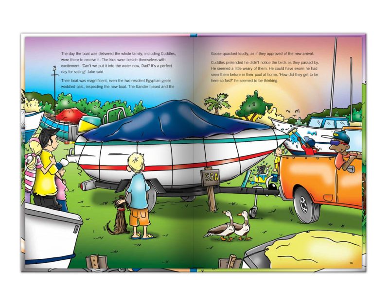 children's illustration story book about a family boating trip in Knysna